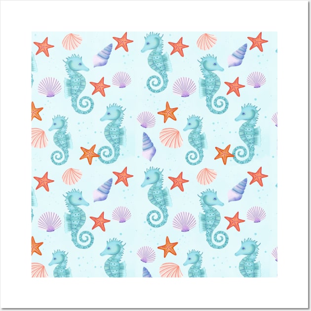 Sea Horses, Sea Stars and Shells Wall Art by CalliLetters